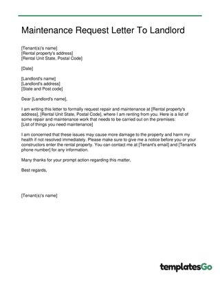 Free Letter To Landlord For Repairs Samples & Templates