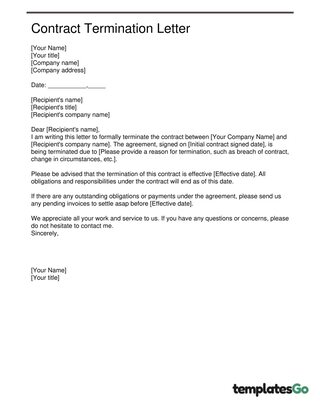 Basic Contract Termination Letter