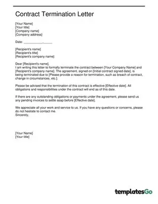 Basic Contract Termination Letter