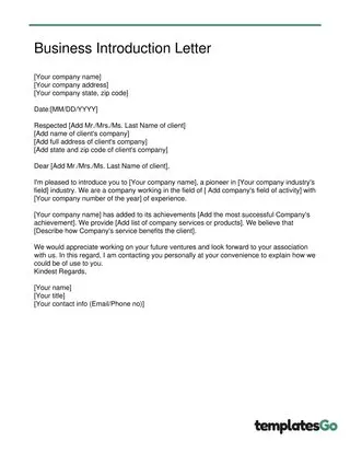 Business Introduction Letter