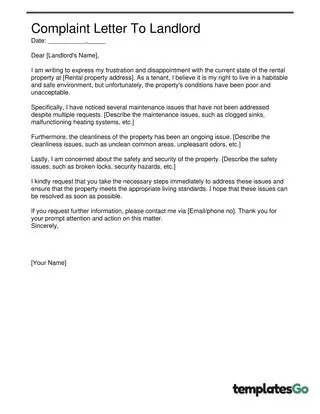Complaint Letter To Landlord