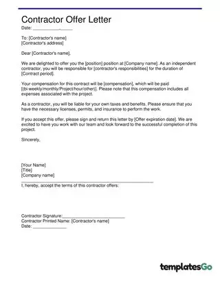 Contractor Offer Letter