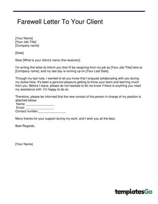  Farewell Letter To Your Clients