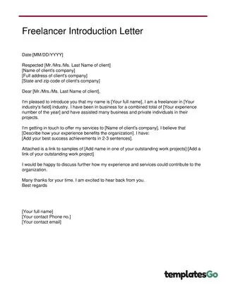 Freelancer Introduction letter