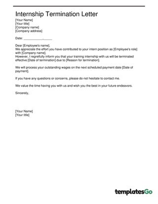 Internship Termination Letter