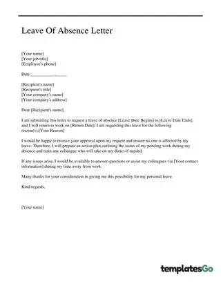 Simple Leave Of Absence Letter for Personal Issues