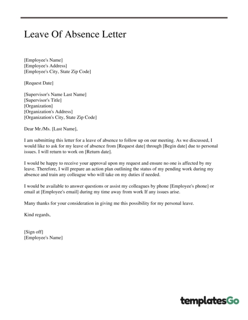 Leave Of Absence Letter Request (With Template Examples)