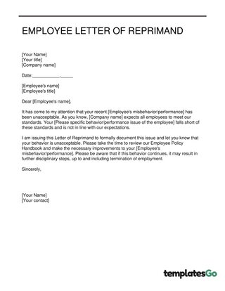 Letter Of Reprimand-Company has an Employee Policy handbook