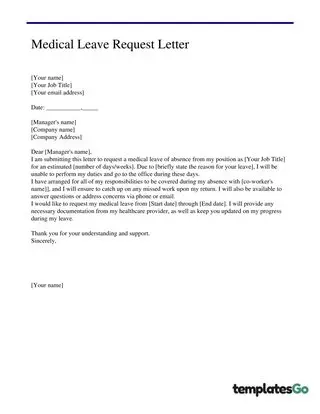 Medical Leave Request Letter