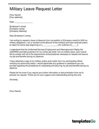 Military Leave Request Letter