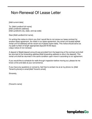 Non-Renewal Lease Letter To Landlord From Tenant
