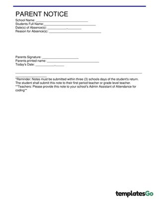 Student Absence Notice- Free Templates For Teachers Need