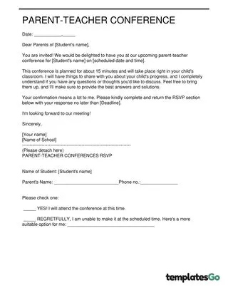 Parent Teacher Conference Letter For Short Meeting