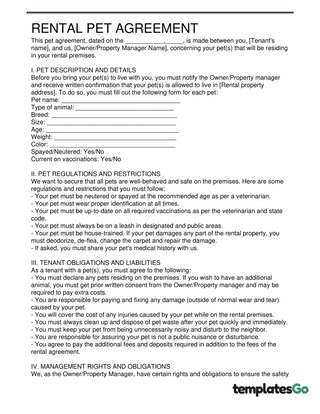 Pet Rental Agreement & Addendum Free Templates