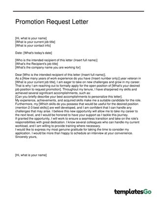 Strong Promotion Request Letter Template