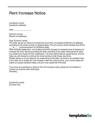 Rent Increase Notice Letter