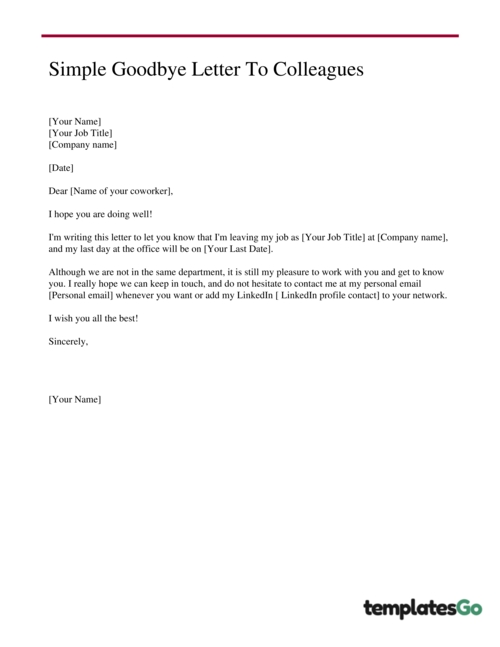 Create A Touching Goodbye Letter To Coworkers