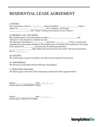 Simple Lease Agreement Template (One Page)