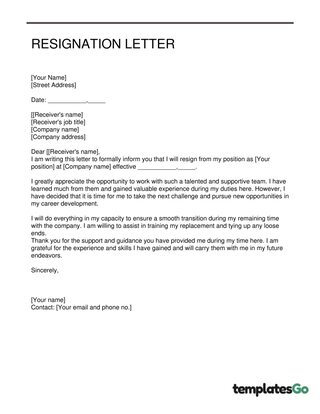 Simple Resignation Letter