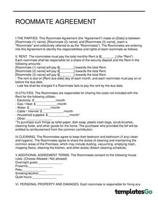 Roommate Agreement (+2 Rental Contract Templates)