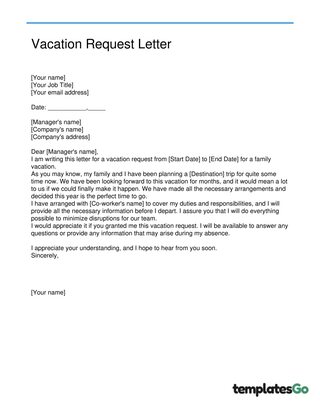 Simple Vacation Request Letter 
