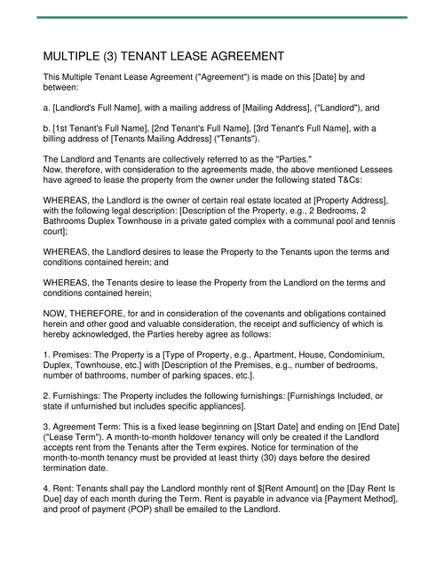 Free Rental / Lease Agreement Templates