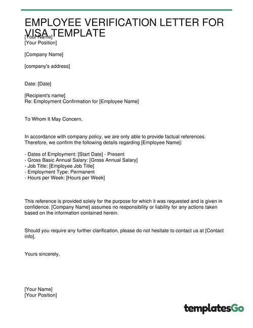 Employment Verification Letter With Free Editable Templates