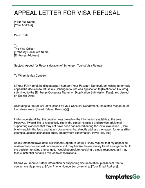 Appeal Letter For Visa Refusal