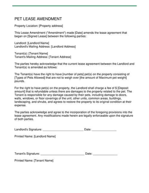 Pet Rental Agreement & Addendum Free Templates