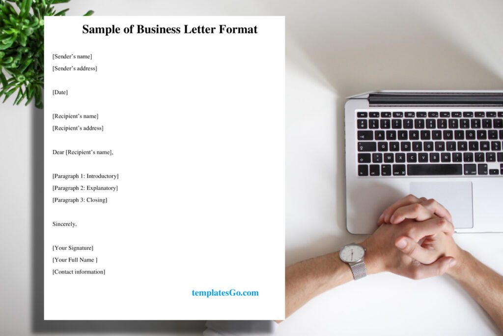 An outline format of a business letter 