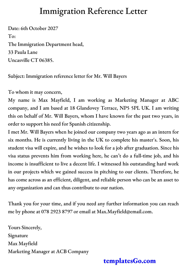 Immigration Letter Of Support 5 Templates To Edit Freely 4423