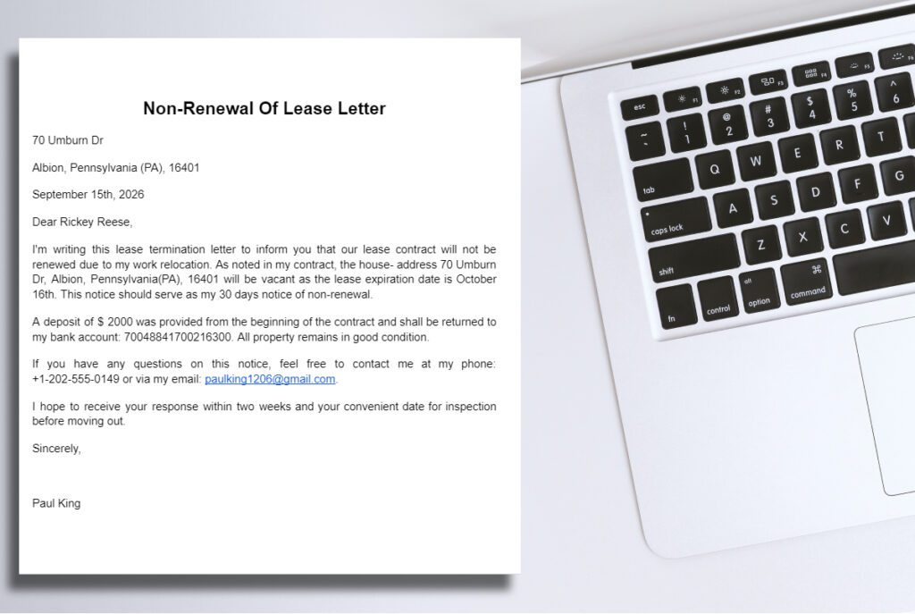 non renewal letter laptop
