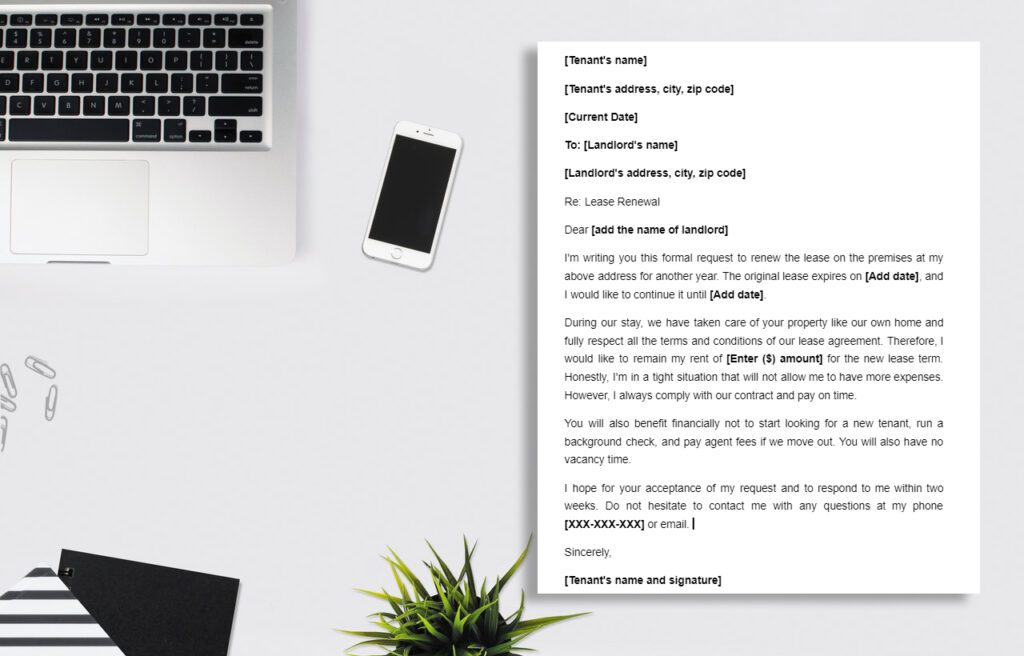 Lease renewal letter template desktop