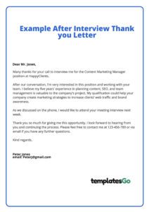 Thank You Letter After An Interview - Practical Examples