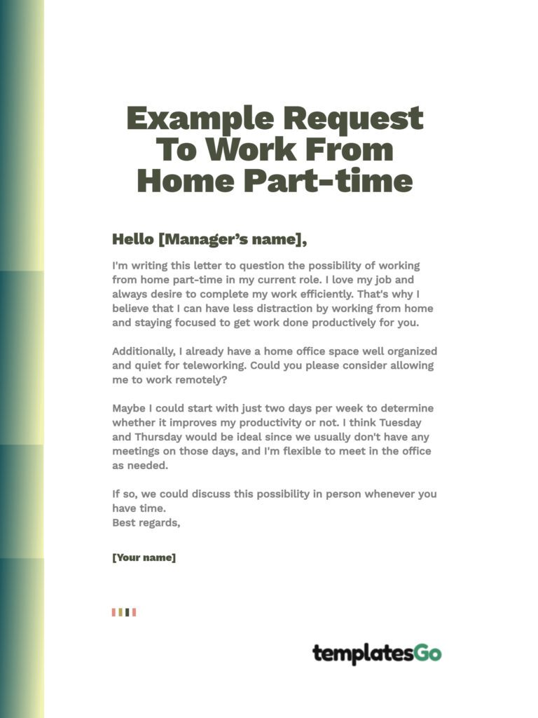 sample of requesting to do remote work part time