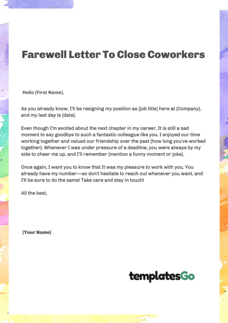 Create A Touching Goodbye Letter To Coworkers