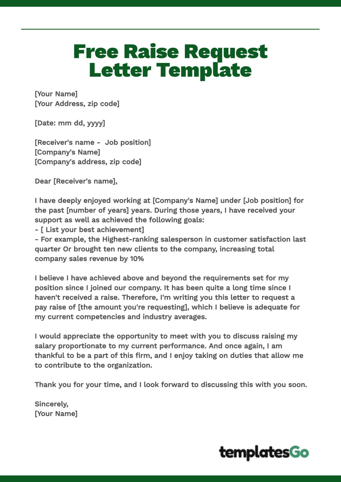 Raise Request Letter Template