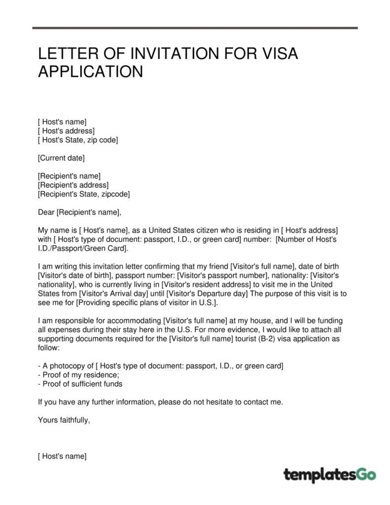 application letter visa