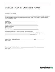 Minor Travel Consent Form w/+3 Editable Templates