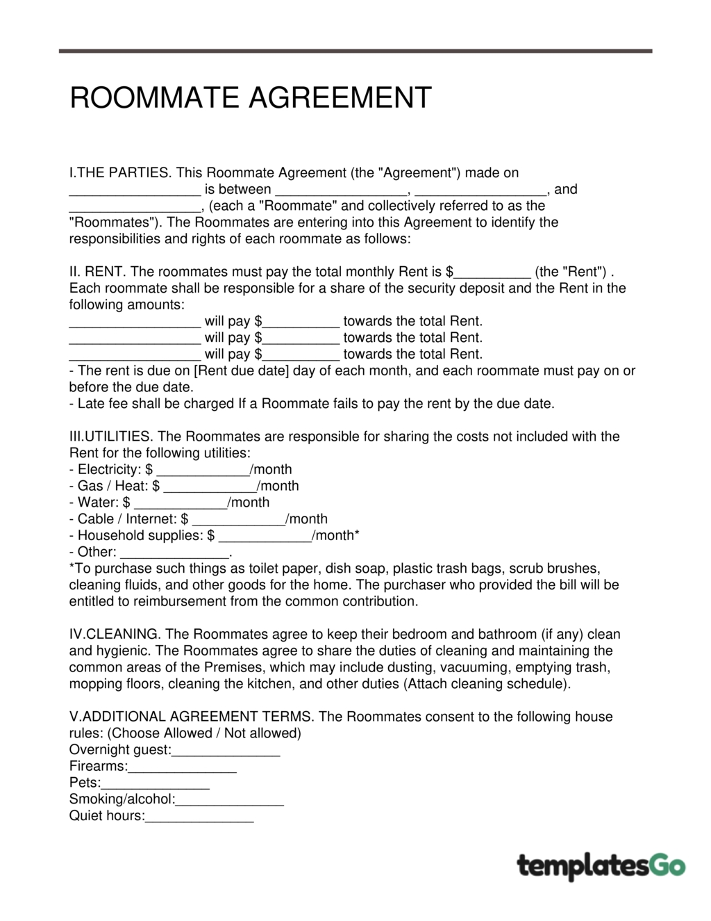 Roommate Agreement ( 2 Rental Contract Templates) Roommate Agreement ( 2 Rental Contract Templates)