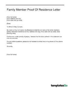 Proof of Residency Letter 5   Legal Templates Proof of Residency Letter 5   Legal Templates