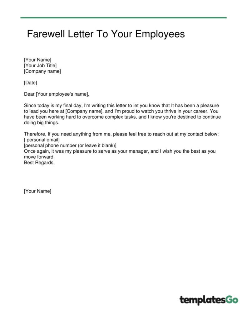 goodbye letter to your employees