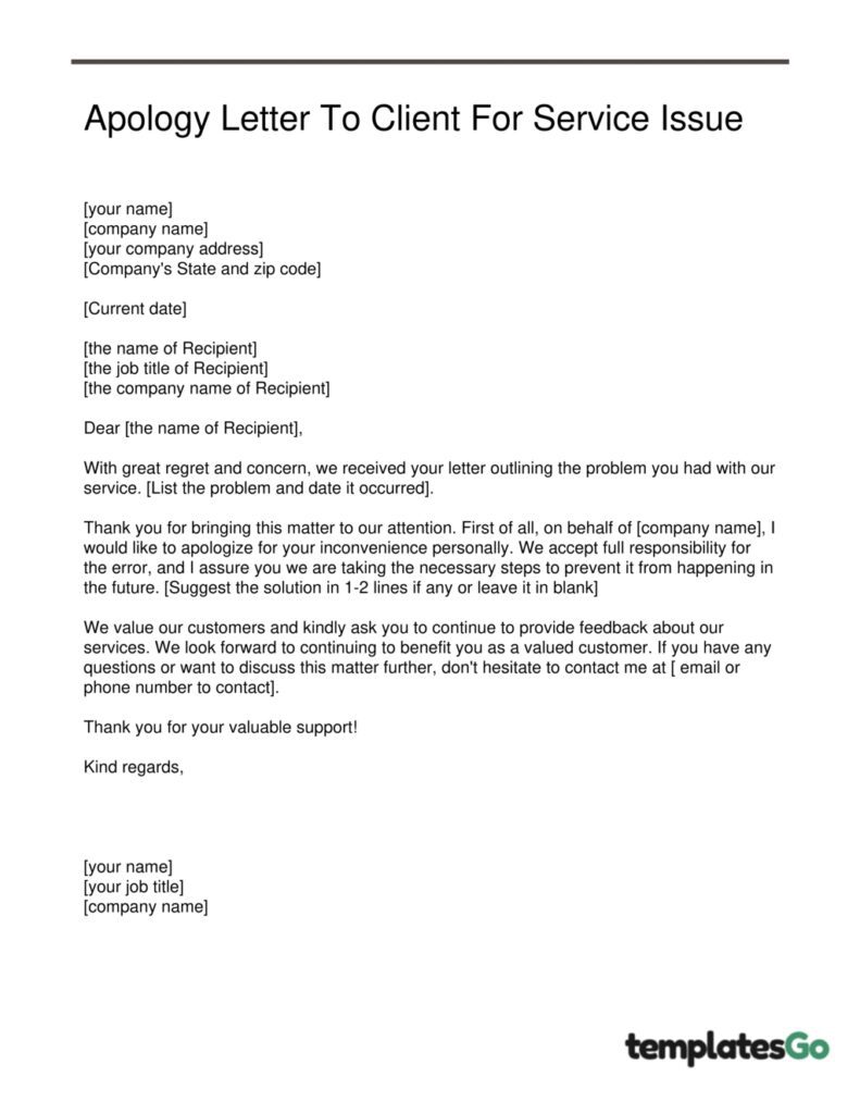 Apology Letter editable template 