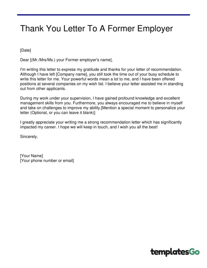 Former employer thank you letter example