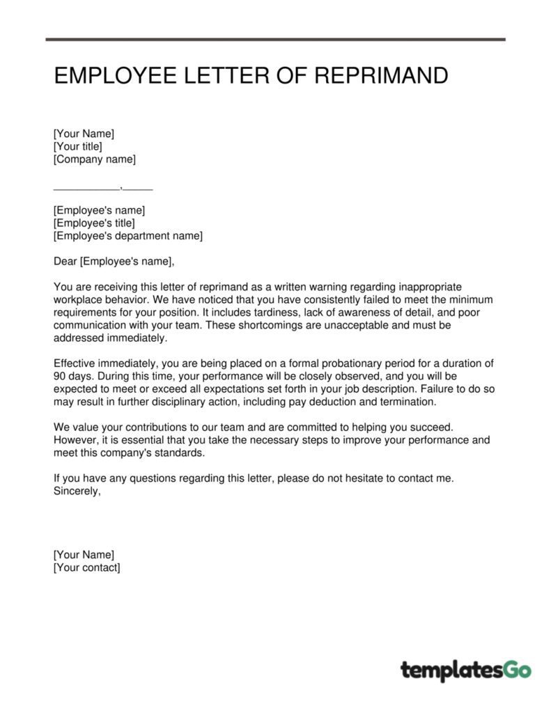 Letter Of Reprimand Tips To Write With Editable Templates