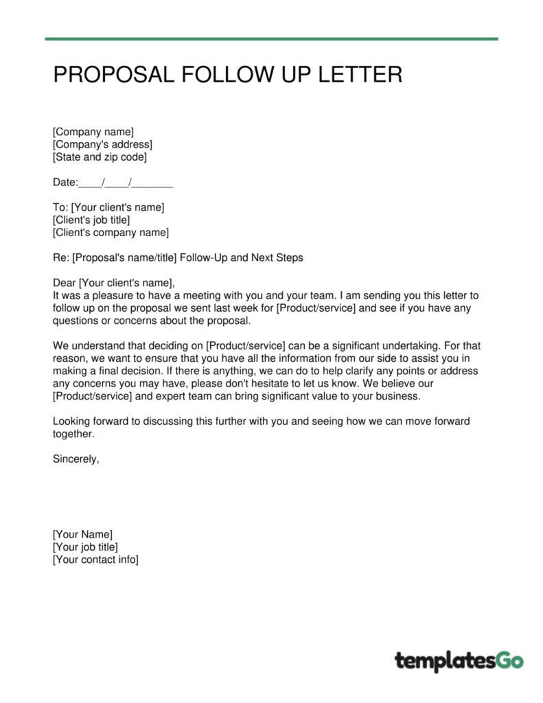 Proposal follow up letter, a new formal way to approach your client.