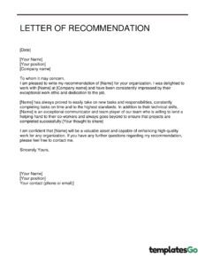 Best Templates Letter Of Recommendation For Employee