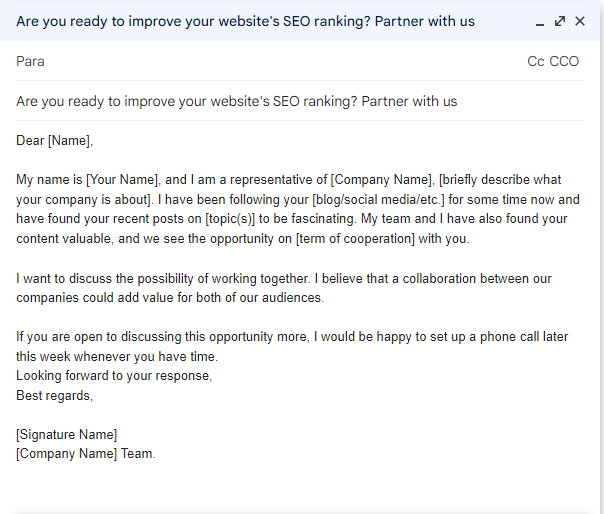 an online business proposal email