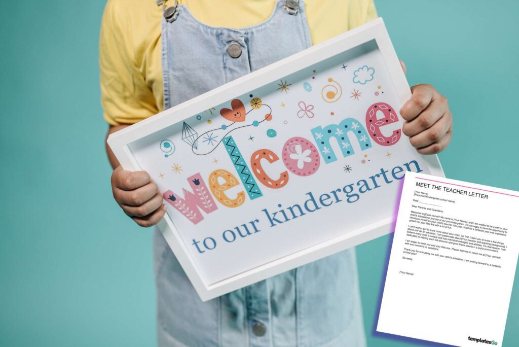 background photo welcome to kindergarten with letter template