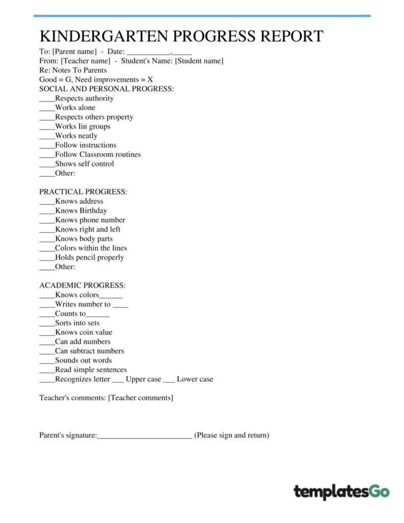 letter to parent with summative student report progress editable template